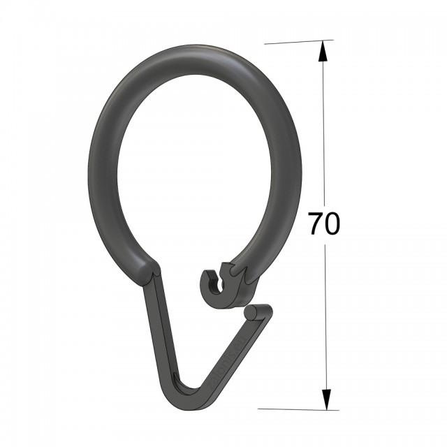 SHOWER CURTAIN RING PLASTIC GREY